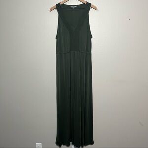 Soft Surroundings Women Dress XL Maxi Green Sleeveless Jersey‎ Knit Stretch